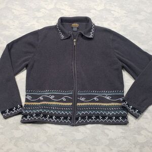 Woolrich Sweater‎ Womens Large Blue Zip Up Embroidered